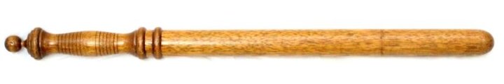 ANTIQUE WOODEN BILLY CLUB BATON NIGHTSTICK POLICE: Antique wooden Billy Club. Measures 24 inches with spindle style top. Very good condition.
