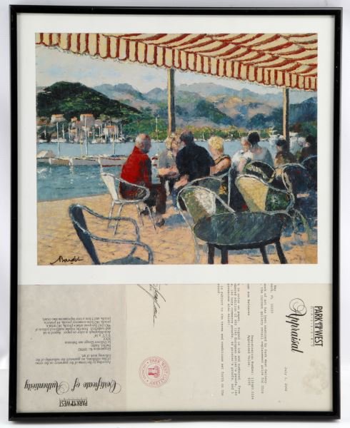 ANDRE BARDET SIGNED SERIGRAPH W COA: Hand signed Andre Bardet serigraph, titled " Spiritil Port Le Vullover Rouge. Andre Bardet (b. 1909-2006) was a French artist best known for his French landscapes. This work is accompanied by and appr