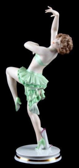 CHARLESTON DANCER ROSENTHAL DUPONT FIGURINE: From the Alfred I Dupont estate comes this delicately hand painted Rosenthal porcelain and lamp. The item is thought to be circa 1920's. The figurine titled "Charleston Dancer", model number 963. The 
