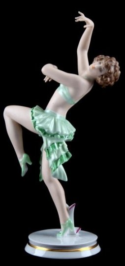 ROSENTHAL CHARLESTON DANCER PORCELAIN 1920S: From the Alfred I Dupont estate comes this delicately hand painted Rosenthal porcelain. The item is thought to be circa 1920's. The figurine is titled "Charleston Dancer", model number 963. The piece 