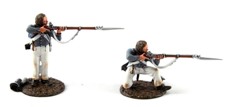 JOHN JENKINS SCOTTS BRIGADE FIRING USCH-02: Limited edition John Jenkins War of 1812 hand-cast white metal figurines in box with COA. These toy soldiers are designed, researched, and sculpted by John Jenkins. This two piece two firing figures f