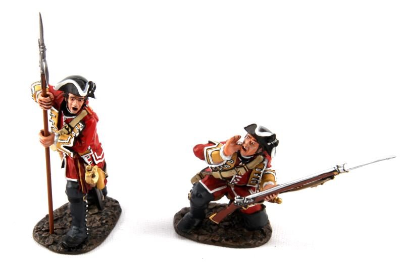RETIRED JOHN JENKINS QB-23 THREE-PIECE SET: Limited edition John Jenkins hand-cast white metal figurines in box with COA. These toy soldiers are designed, researched, and sculpted by John Jenkins. This set depicts line infantry, Sergeant, and C