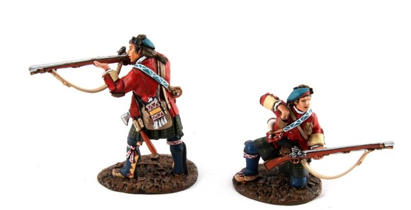 QHL-02 FRASER HIGHLANDER INFANTRY JOHN JENKINS: Limited edition John Jenkins hand-cast white metal figurines in box with COA. These toy soldiers are designed, researched, and sculpted by John Jenkins. This set depicts two figures skirmishing from t