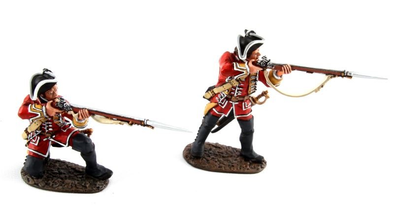 QB-20 BRITISH LINE INFANTRY FIRING JOHN JENKINS: Limited edition John Jenkins hand-cast white metal figurines in box with COA. These toy soldiers are designed, researched, and sculpted by John Jenkins. This set depicts two British Line Infantry from