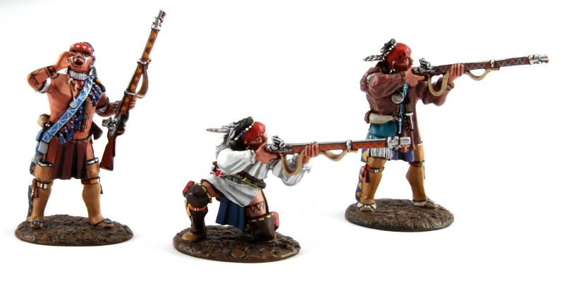 JOHN JENKINS BATTLE OF MONOGAHELA 1755 FIGURES: Limited edition John Jenkins hand-cast white metal figurines in box with COA. These toy soldiers are designed, researched, and sculpted by John Jenkins. Includes three Woodland Indians skirmishing. Nu