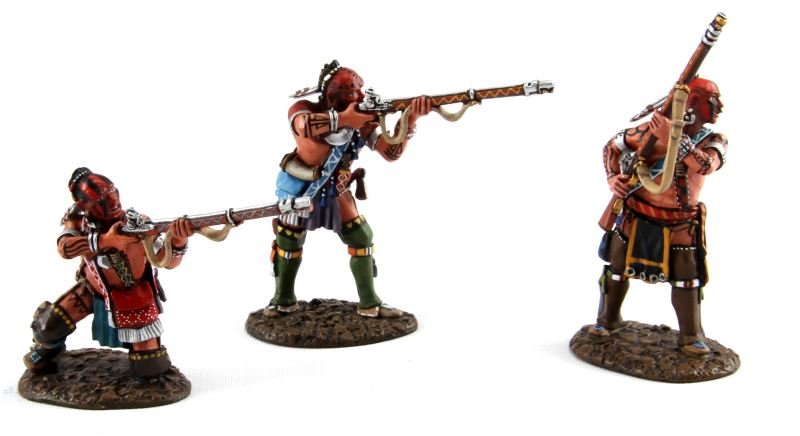 JOHN JENKINS BATTLE OF MONOGAHELA 1755 FIGURES: Limited edition John Jenkins hand-cast white metal figurines in box with COA. These toy soldiers are designed, researched, and sculpted by John Jenkins. Includes three skirmishing Woodland Indians. Re