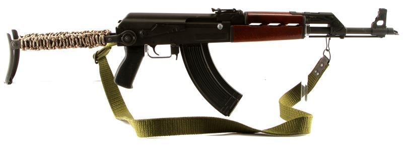 CENTURY ARMS M70ABM AK-47 RIFLE W SHOULDER STRAP: Century Arms M70ABM 7.62x39mm AK-47 rifle. Based upon the original Yugoslavian model. Collapsible stock and rifle strap. Ajustable rear sight. Comes with one magazine. Overall very good condition. Una