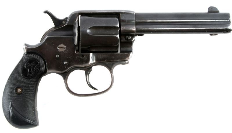 COLT MODEL 1878 DA .45 CALIBER REVOLVER: Colt Model 1878 DA .45 caliber revolver. Diamond fine grip plates with Colt emblem. Bore in good condition. Firing mechanism not functioning properly; needs servicing. Serial #13267. Requires FFL fee