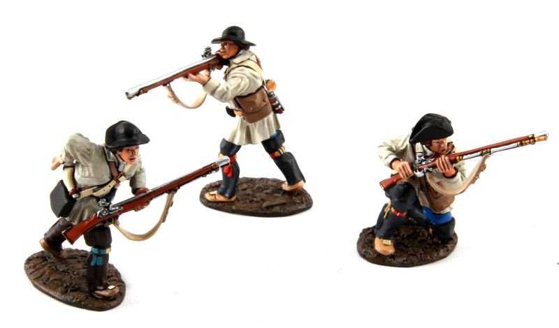 JOHN JENKINS BATTLE OF MONOGAHELA 1755 FIGURES: Limited edition John Jenkins hand-cast white metal figurines in box with COA. These toy soldiers are designed, researched, and sculpted by John Jenkins. Model code VM-04. Includes three Virginian Prov
