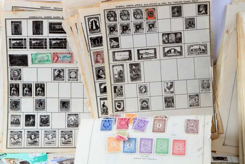811 PAGES OF HISTORIC INTERNATIONAL STAMPS: 811 pages of stamps from various countries in North, Central, and South America, the Caribbean, Europe, Asia, The Middle East, Africa, Pacific Islands, and East Indies. Some stamps reflect different p