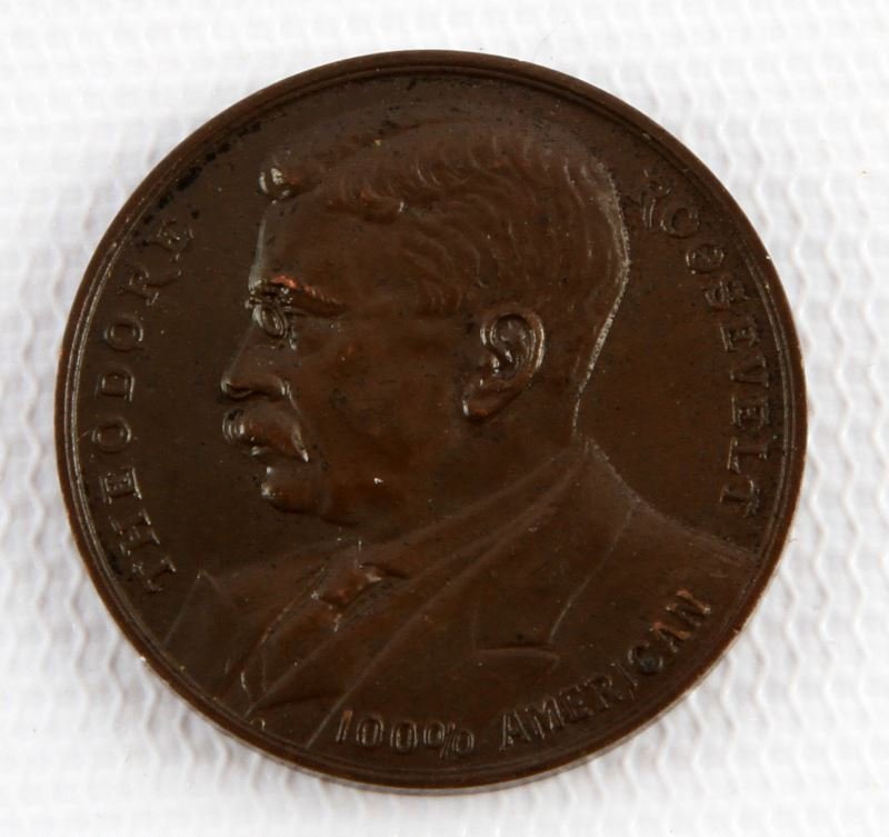 1895-1897 TRIBUTE TO THEODORE ROOSEVELT COIN TOKEN: From the City of New York from the Lieutenants Benevolent Assn. 1919 Medal or token issued to commemorate Teddy Roosevelt as Police Commissioner. Mint state rare example.