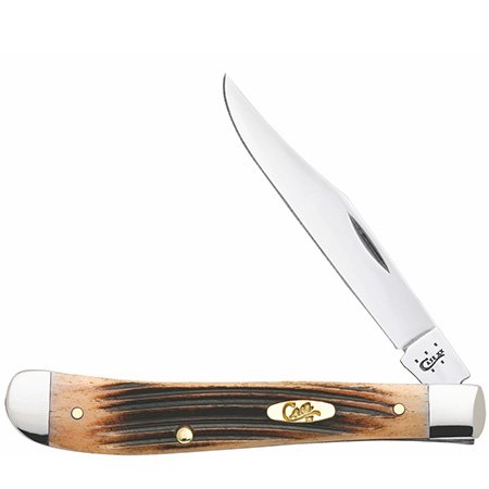 CASE KNIFE BLACK CHERRY SLIMLINE TRAPPER No 57614: New in box Case Black Cherry Slim Line Trapper knife. Item weighs 2.4 ounces, with dimensions of 4.1X0.4X0.8 inches. Handmade in the United States. Item No. 57614.
