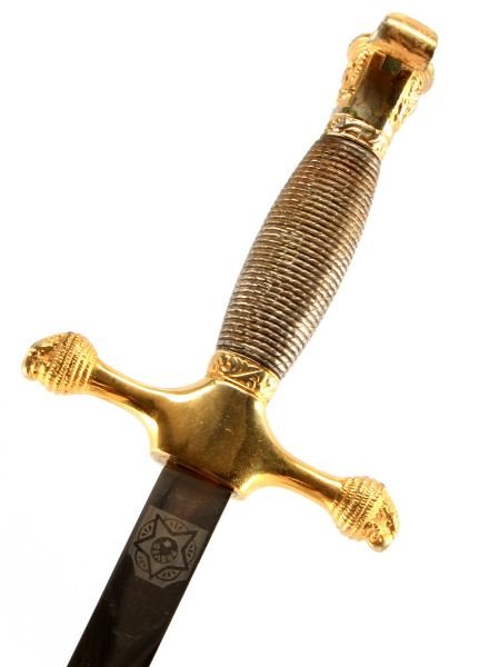 N.S. MEYER WEST POINT CADETS' SWORD WITH SCABBARD: N.S Meyer West Point Cadets' sword with scabbard. "N.S. MEYER INC" marked on base of blade near scabbard. Blade in excellent condition. Overall very good condition.