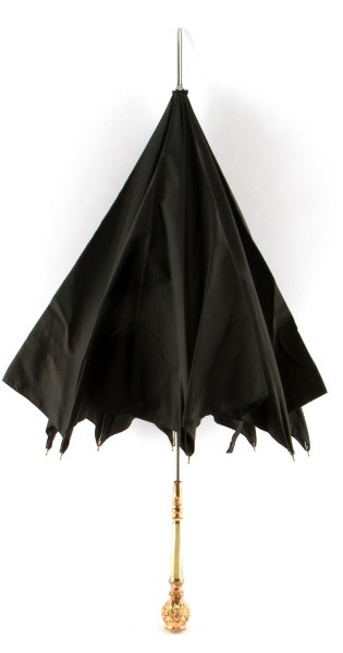 ANTIQUE MOTHER OF PEARL& GOLD FILL HANDLE UMBRELLA: Replaced canopy and shaft, but original antique handle, very good usable condition.