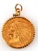 1911 GOLD INDIAN HALF EAGLE COIN IN NECKLACE BEZEL