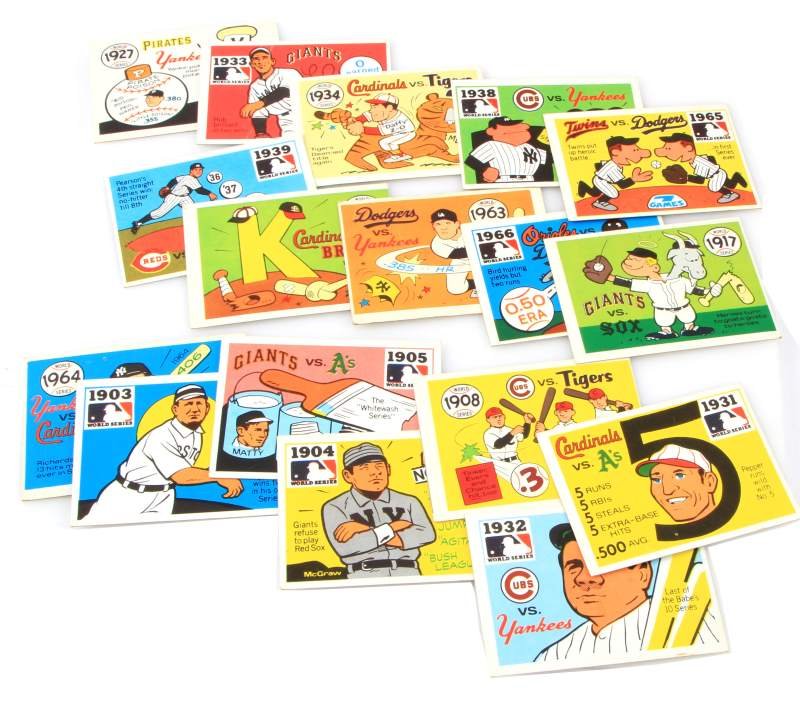 SEVENTEEN 1968 FLEER WORLD SERIES BASEBALL CARDS: Seventeen 1968 Fleer World Series baseball cards. Card condition ranges from 3-6.