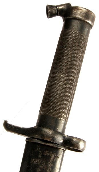 VINTAGE SWEDISH MAUSER EJ AB BAYONET W/ SHEATH: Vintage Swedish Mauser Bayonet w/ Sheath, Blade #274 & Sheath #1797. Item is in good vintage condition, with scuffs on the blade from sheath and minor rusting. Blade length is 8-1/4", and the overally