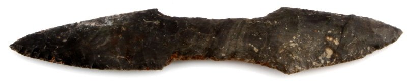 PRE COLUMBIAN DOUBLE HEAD MAYAN LITHIC 14 BLADE: Magnificent piece of work, isolated submerged find from Belize, New River region. Louisiana deceased Merchant Marine recovered prior to 1950. All items are legal to buy/sell under U.S. Statute coverin