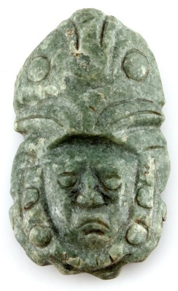 PRE COLUMBIAN JADE MAYAN KING EFFIGY: Light green jade effigy measuring 3.5 inches, without perforations. Louisiana deceased Merchant Marine acquired Belize, New River region prior to 1950. All items are legal to buy/ sell under the U.S. 