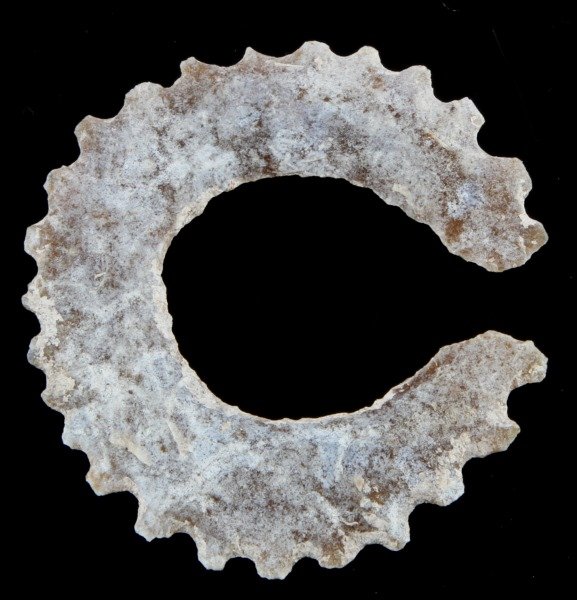 PRE COLUMBIAN MAYAN ECCENTRIC LITHIC FROM BELIZE: Free of repairs, measures 3 by 2.5 inches. From Louisiana collection recovered prior to 1950 in the New River region. All items are as described or your money refunded.