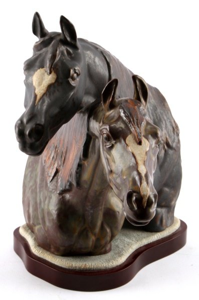 LLADRO HORSE HEADS 1978 RETIRED JOSE ROIG: Stands about 12 inches, damage free, highly detailed.