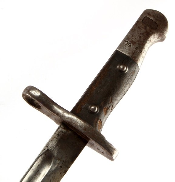 WWI TURKISH MAUSER BAYONET: Without scabbard, half moon and star on blade edge, very good condition. Blade is 9 7/8 inches.
