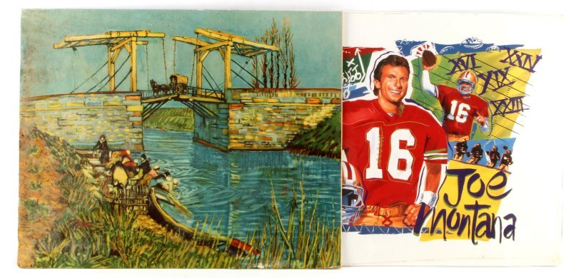 BRIAN FUJIMORO JOE MONTANA & VAN GOGH VTG PRINT: Each measures 20 by 16 inches.