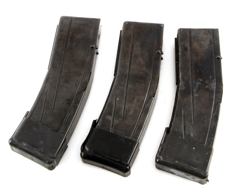 3 M-1 CARBINE RIFLE MAGAZINES: Three 6.5 inch M-1 Banana clip magazines.