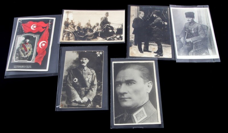 ATATURK PASHA OTTOMAN WWI POSTCARD LOT OF 6: Six very rare postcards includes Kaiser the Sultan and Pasha together, plus several of Ataturk.