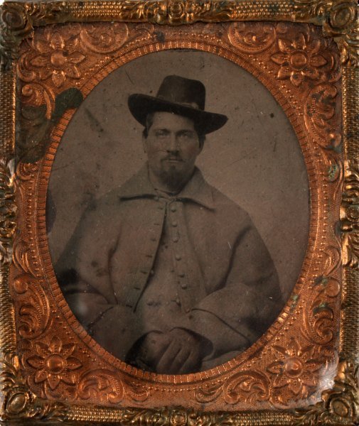 CIVIL WAR TINTYPE CONFEDERATE CAVALRY OFFICER: Believed Confederate based on the style and color of uniform.