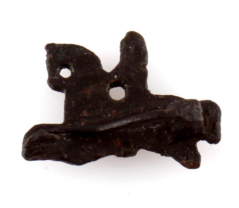 ANCIENT CELTIC GAUL BRONZE HORSE & RIDER BROOCH: Metal detector find, 24 mm in size, pin is complete.