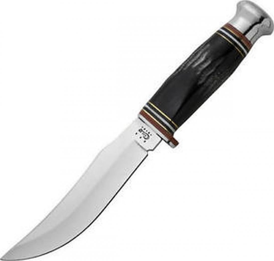 CASE XX CUTLERY NO. 17915 BUFFALO HORN FIXED BLADE: One Case 17915 Buffalo Horn fixed blade knife. Item has a buffalo horn handle, a Tru-Sharp stainless surgical steel blade, and nickel silver fittings. Item measures 8-3/4" long. Item comes with a blac