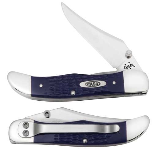CASE XX CUTLERY 13008 AMERICAN WORKMAN KNIFE: One Case 13008. Item features a navy blue synthetic handle, a Tru-Sharp surgical stainless steel blade, and a thumb stud. Item is new in original box.