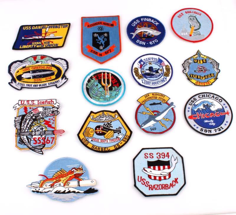 US MILITARY SUBMARINE CLOTH PATCHES: All are in very good condition. No rips or tares. Subs included are the following USS Chicago,Icefish,Quillback,Trepang,Razorback,Daniel Webster,Finback,Alexander Hamilton, Houston, Trident, Greenling