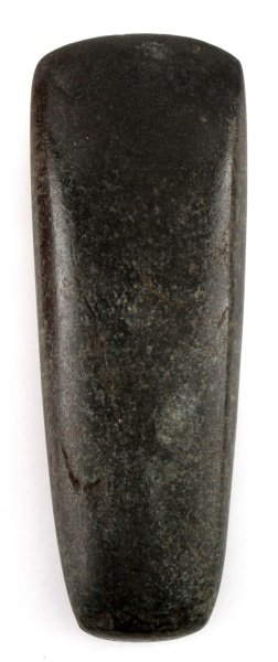 MAYAN BELIZE EXCELLENT POLISHED GREENSTONE CELT: Very jade like, deep green stone, from a longtime Louisiana collection. From the New River. Lamanai region of Belize. Measures 5 inches. Guaranteed as described.