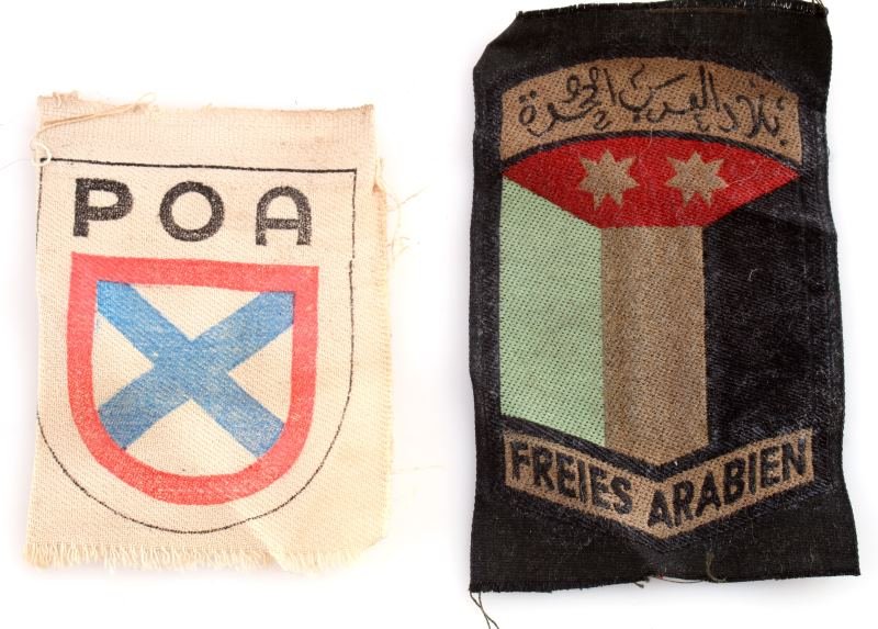 WWII GERMAN ARABIAN & RUSSIAN VOLUNTEER PATCH LOT: Two very good condition but evidence of service wear, non fluorescing, POA and Arabian Volunteers.