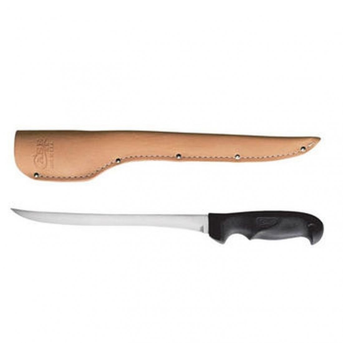 CASE XX CUTLERY 00363 FILET KNIFE WITH SHEATH: One Case XX Cutlery filet knife. Item features a 9" Tru-Sharp surgical stainless steel blade, and a black synthetic handle. Item is new in box. This lot has a reserve.