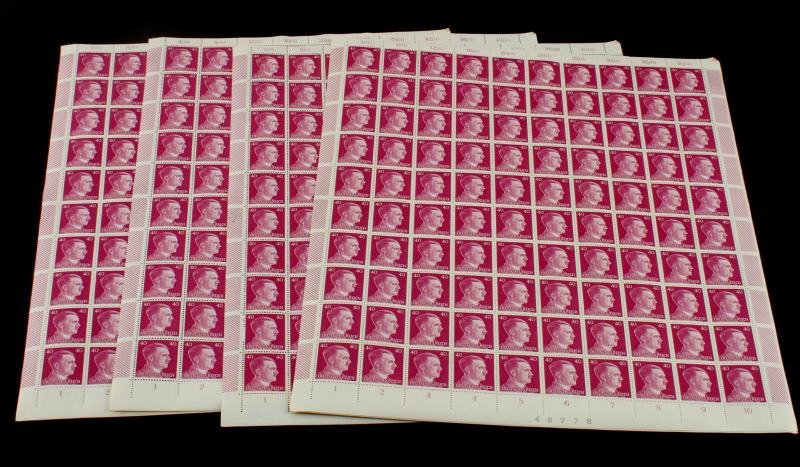 7 MINT SHEETS OF 100 WWII HITLER 40 P STAMPS: All 7 are mint stamp sheets This lot has a reserve.
