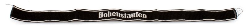 GERMAN WWII SS PANZER CUFF TITLE: Third Reich Germany "Hohenstaufen" cuff title. Would have been worn by the 9th SS-Panzer division. BeVo style construction. Measures 18.5 inches long. Free from damage, overall good condition. Unauthe