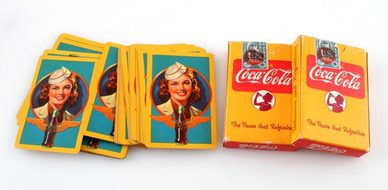 3 COMPLETE 1943 COCA COLA DECKS OF PLAYING CARDS: All complete deck only 2 have box.