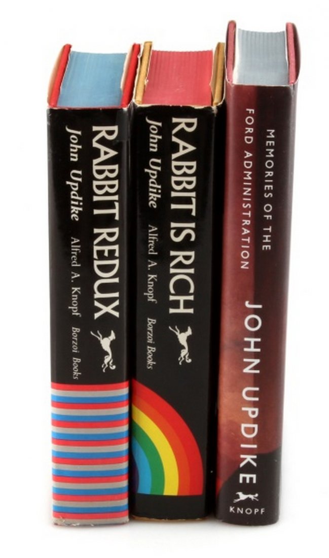 (3) FIRST EDITION JOHN UPDIKE BOOKS ONE SIGNED: Lot of three first edition John Updike books including one signed novel. Includes "Memories of the Ford Administration" (signed), "Rabbit is Rich", and "Rabbit Redux". All include original dust jacket
