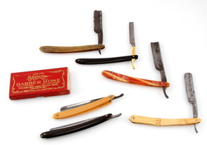 Antique Straight Razors And Honing Stone
