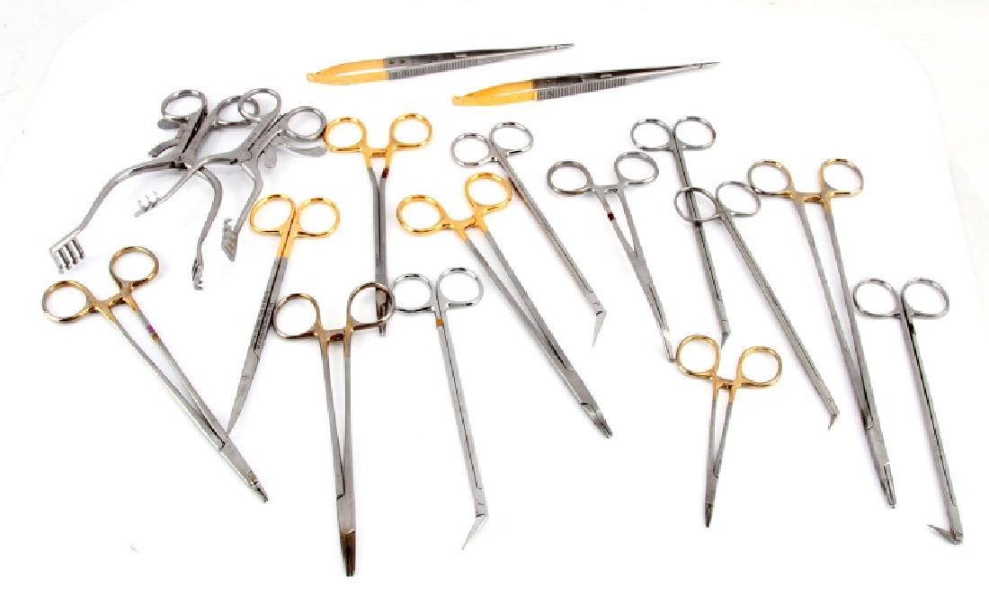 17 CODMAN SURGICAL SCISSORS FORCEPS RETRACTORS: All Codman. Many are TC gold rings. two 36-1008 Micromicrosugical needle holders, two 54-8002, 54-8017, 54-8018, 54-8020, 36-2017, retractors, 36-2004, 36-3020, 50-1194, 36-5032, two 36-3003, 36-1016,