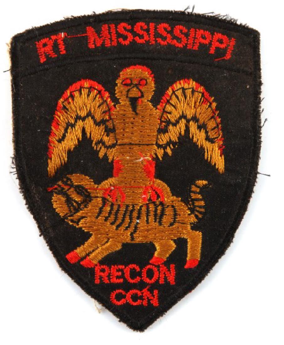 VIETNAM IN COUNTRY MADE RT MISSISSIPPI RECON PATCH: RT Mississippi Recon CCN shoulder patch. Rare, measures 3 6/8 inches.