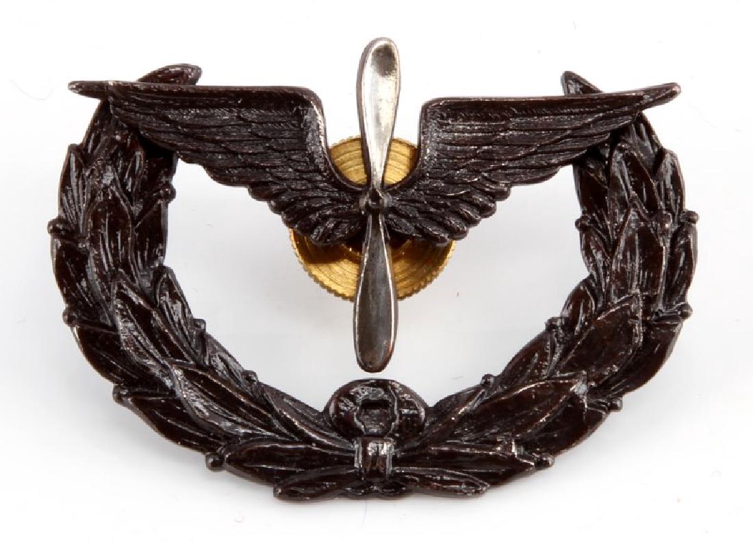 WWI AERO AVIATION OFFICERS CAP BADGE MEYER NY: Quality screw back reproduction.