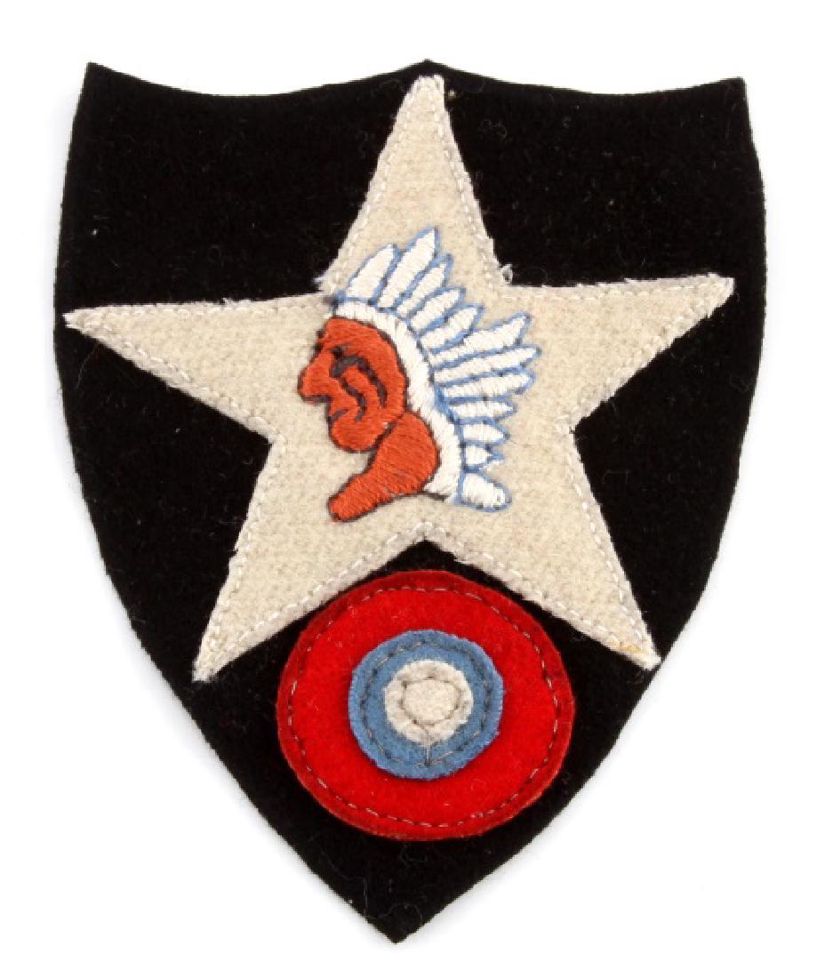 WWI US ARMY 2ND DIVISION AERO SHOULDER PATCH: 5 Piece machine sewn on wool backing. Unauthenticated sold as is.