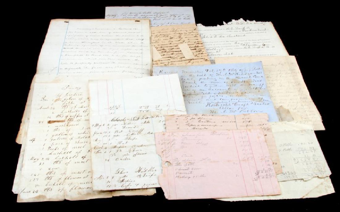 LARGE LOT OF 1860 70's DOCUMENTS BONDS RECEIPTS: Large lot of 1860/70's documents. Includes bonds, receipts, and other written letters. All in good condition considering the age.
