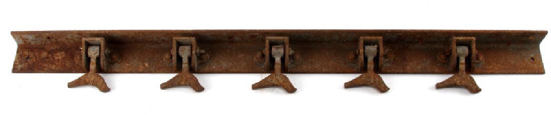 ANTIQUE IRON SHOOTING GALLERY RACK OF BIRD TARGETS: Cast iron, some rust but fully functional, built to last forever, measures 39 inches.