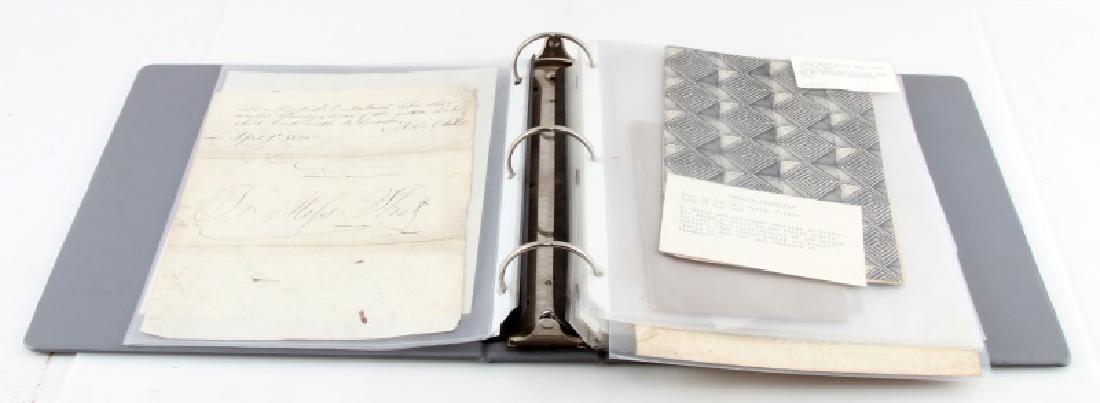 LOT OF CIVIL WAR ERA LETTERS & DOCUMENTS: Includes letters, army ledgers and request slips, as well as a copy of "The Volunteer" a veteran magazine for "perpetuating the memory of American volunteers." Also included is a publication entitled,