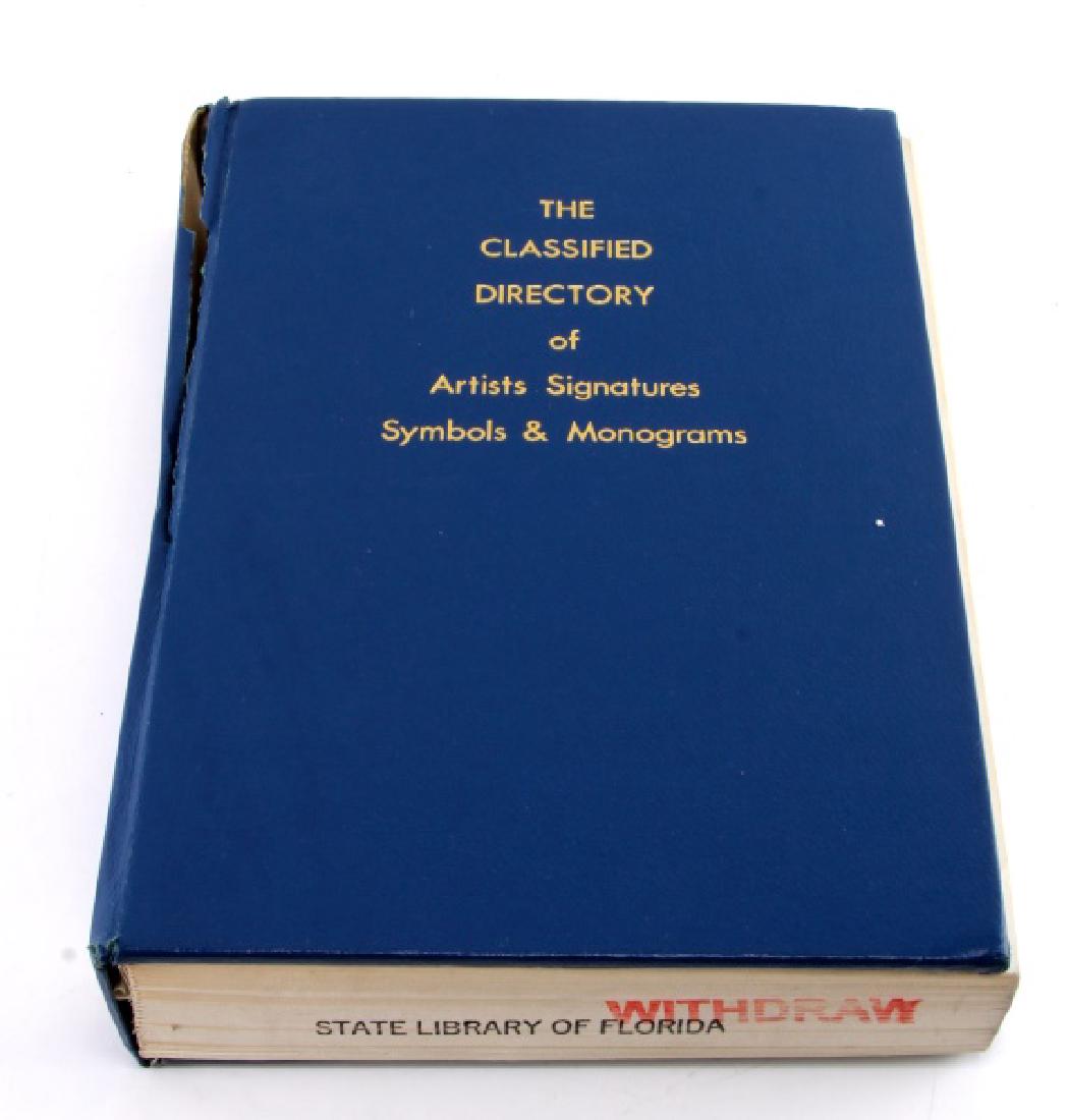 ART REFERENCE BOOK ARTIST SIGNATURES AND MONOGRAMS: Classified Directory of Artists' Signatures, Symbols and Monograms, 1976. 0810309858. Ex-library copy with stamps and stickers. clean pages, tight binding but detached spine. Excellent resource for id